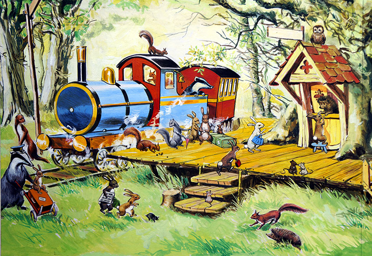 All Aboard - Forest Halt (Original) by 20th Century at The Illustration Art Gallery