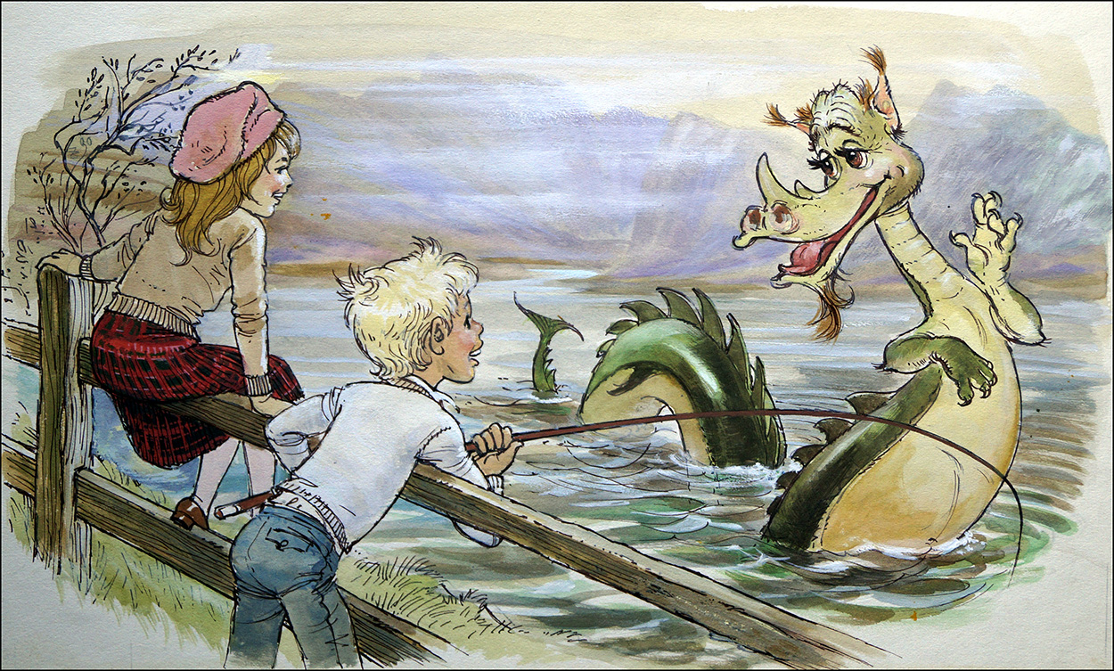 Catching the Loch Ness Monster (Original) art by 20th Century at The Illustration Art Gallery