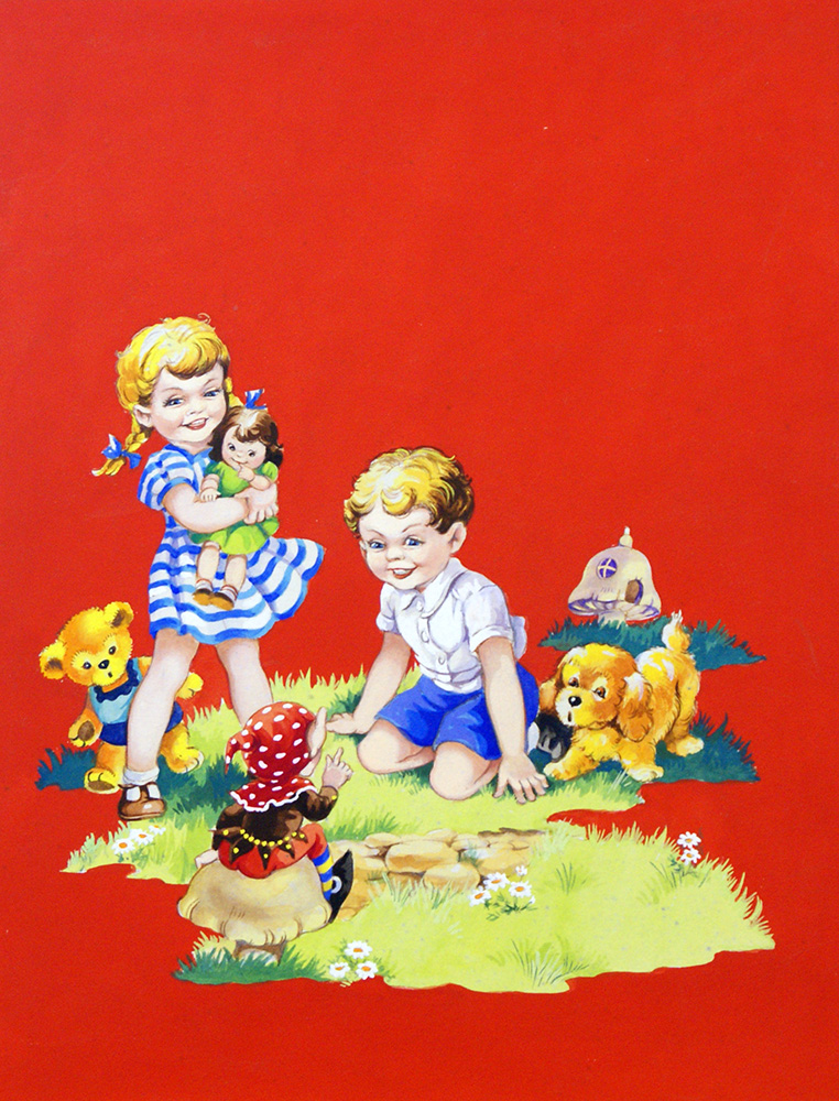 Two Children and Fairy (Original) art by E V Abbott Art at The Illustration Art Gallery