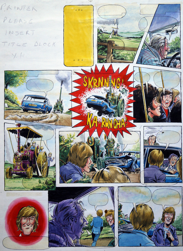 The Fenn Street Gang - The Steam Car Crash (Original) (Signed) by Graham Allen at The Illustration Art Gallery