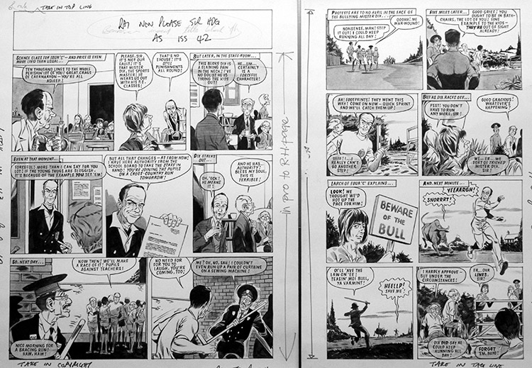 Please Sir! A Load Of Bull (TWO pages) (Originals) by Graham Allen at The Illustration Art Gallery