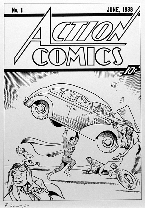 Action Comics 1 cover Re-Creation (Original) (Signed) by Bambos (Georgiou) Art at The Illustration Art Gallery