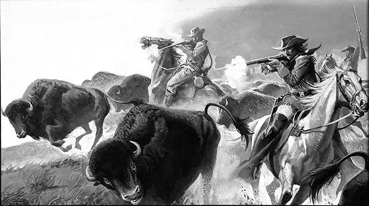Buffalo Hunters (Original) by American History (Baraldi) at The Illustration Art Gallery