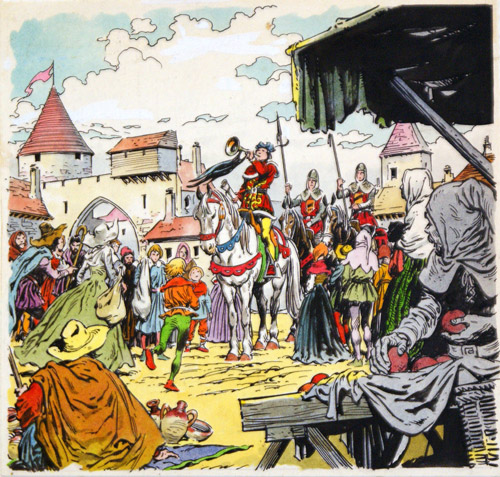 A Fanfare in the Marketplace (Original) by Sleeping Beauty (Blasco) at The Illustration Art Gallery