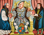Henry VIII presenting Bibles (Original Macmillan Poster) (Print) art by Stuart Boyle at The Illustration Art Gallery
