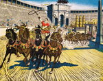 A Roman Chariot Race (Original Macmillan Poster) (Print) art by Stuart Boyle at The Illustration Art Gallery