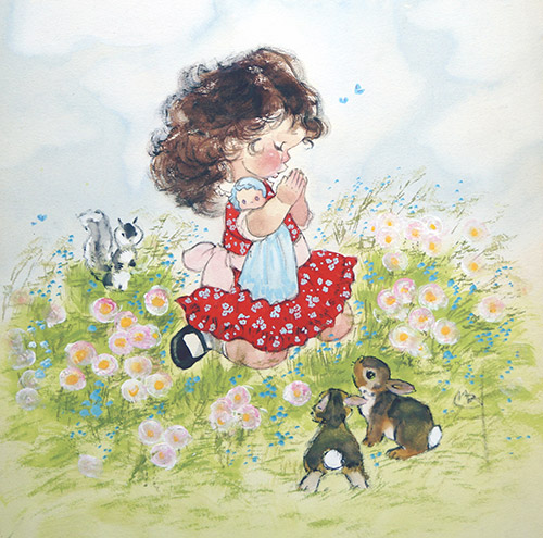 A Little Girls Prayer (Original) by Mary A Brooks at The Illustration Art Gallery