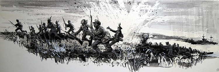 Charge at Gallipoli (Original) (Signed) by Ralph Bruce at The Illustration Art Gallery