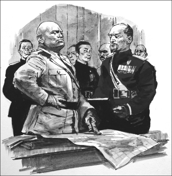 Mussolini Giving Orders (Original) (Signed) by Ralph Bruce at The Illustration Art Gallery