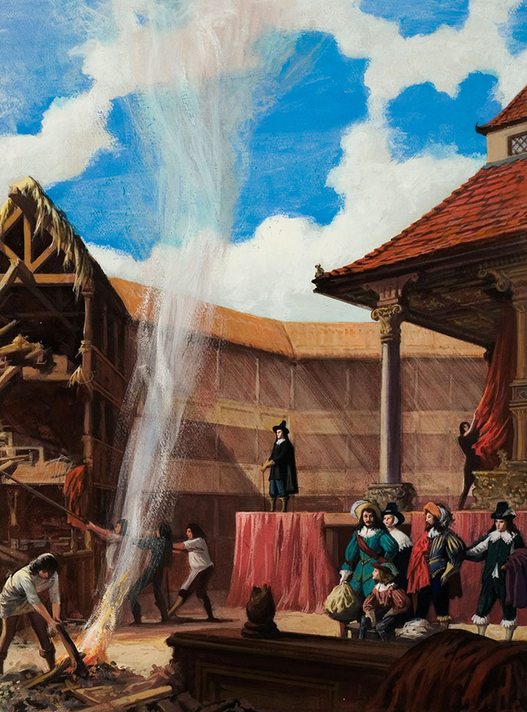 Destruction of Shakespeare's Globe (Original) (Signed) art by Theatre (Ralph Bruce) at The Illustration Art Gallery