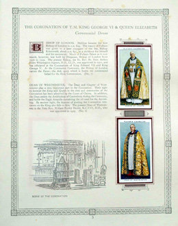 Cigarette cards in album: Set of 50 Coronation of HM King George VI and Queen Elizabeth 1937 (50 cards) 
