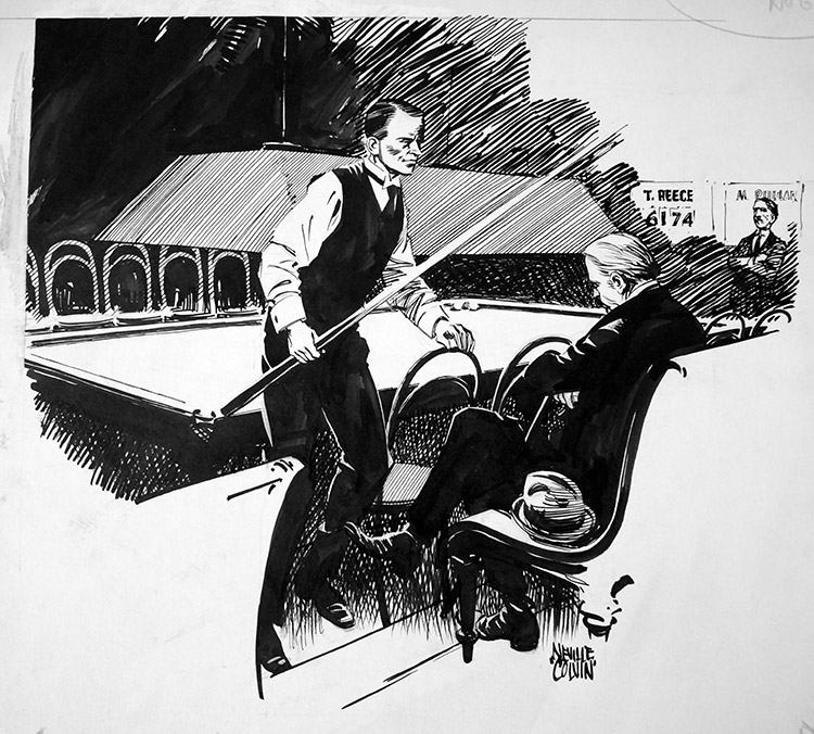 Tom Reece, Billiard Champion (Original) (Signed) by Newspaper Cartoons (Colvin) at The Illustration Art Gallery