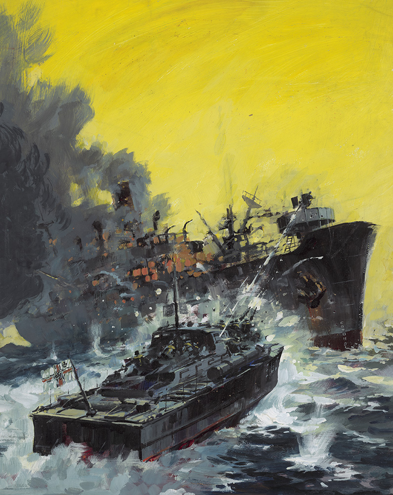 Battle Picture Library cover #1499  'Terror of the Deep' (Original) (Signed) art by War and Battle Libraries Covers (Coton) at The Illustration Art Gallery