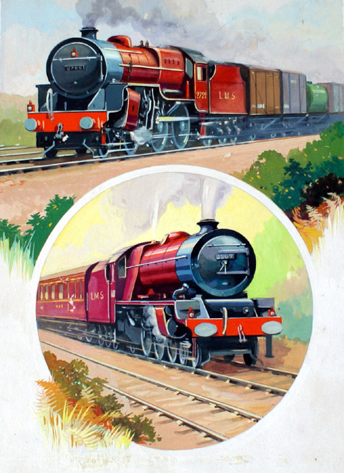LMS No.2722 and LMS No.6207 Steam Engines (Original) by Geoffrey Day at The Illustration Art Gallery