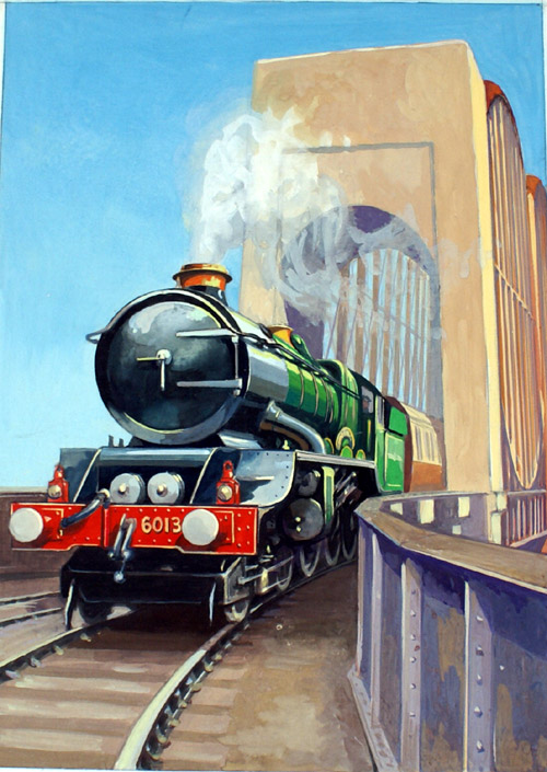 GWR Steam Engine approaching from Saltash Bridge over the River Tamar (Original) by Geoffrey Day at The Illustration Art Gallery