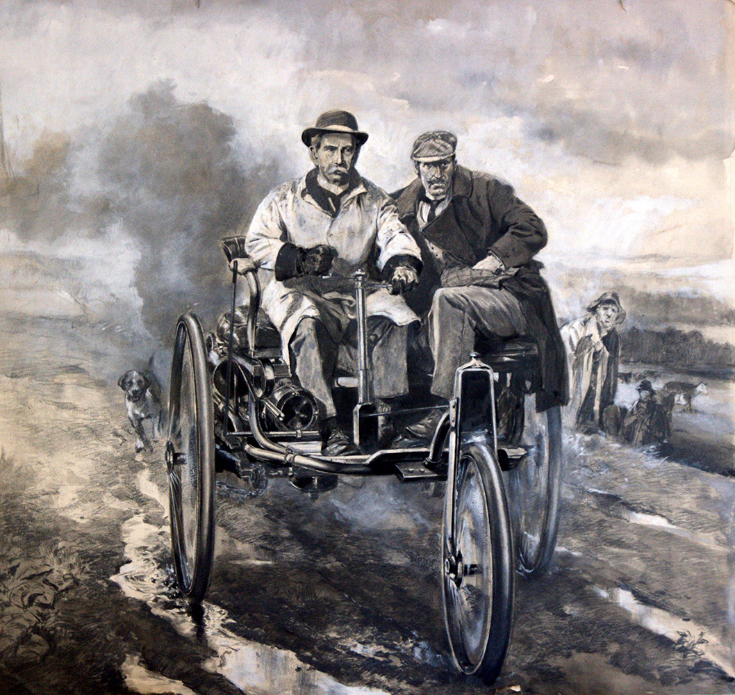 They Made Headlines: Birth of the Motor Car (Original) art by Neville Dear at The Illustration Art Gallery