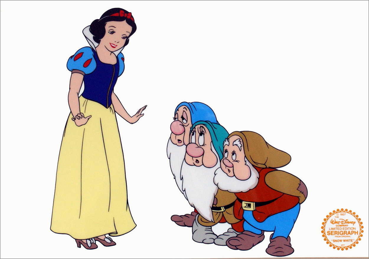 Snow White with 3 Dwarves (Limited Edition Print) art by Disney Studio at The Illustration Art Gallery