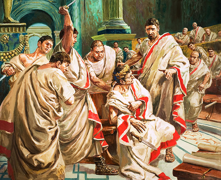 The Death Of Julius Caesar (Original) (Signed) by Cecil Doughty at The Illustration Art Gallery
