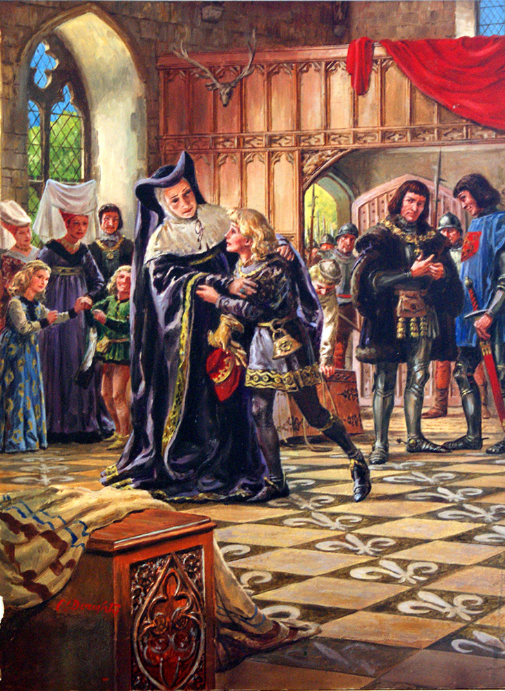 Edward V being handed over to the Duke of Gloucester (Richard III) (Original) (Signed) art by British History (Doughty) at The Illustration Art Gallery