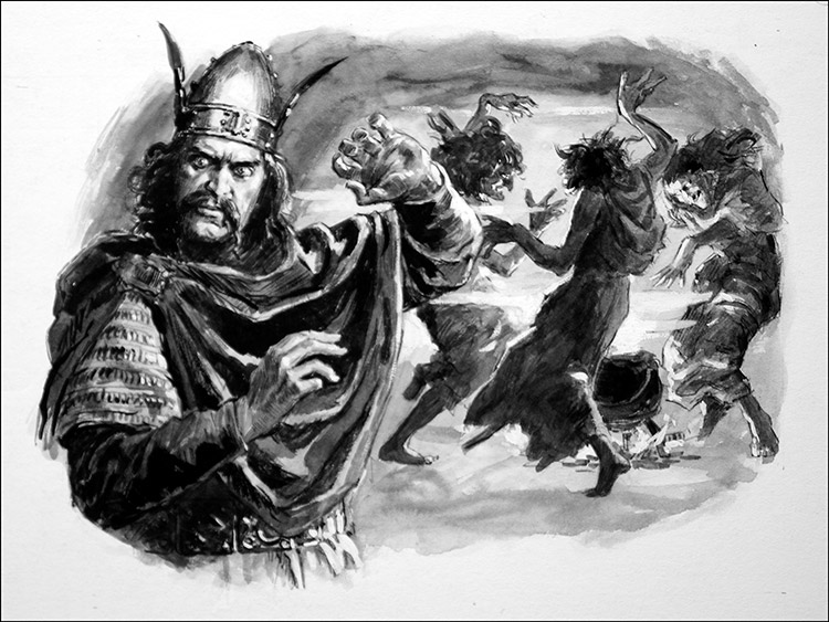 Macbeth and the Witches (Original) by British History (Doughty) at The Illustration Art Gallery