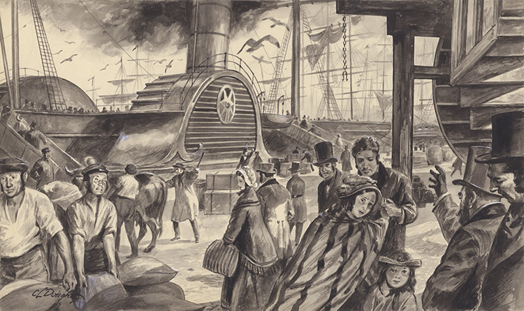 Britannia Steamship of 1840 (Original) (Signed) by British History (Doughty) at The Illustration Art Gallery