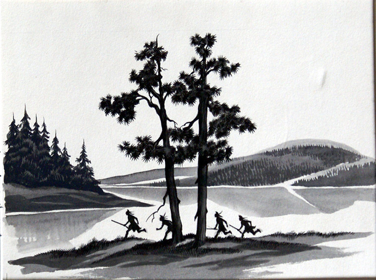 Four Indians Hunting (Original) by American History (Ron Embleton) at The Illustration Art Gallery