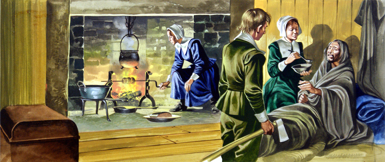 Harsh Conditions for the Pilgrim Fathers (Original) art by American History (Ron Embleton) at The Illustration Art Gallery