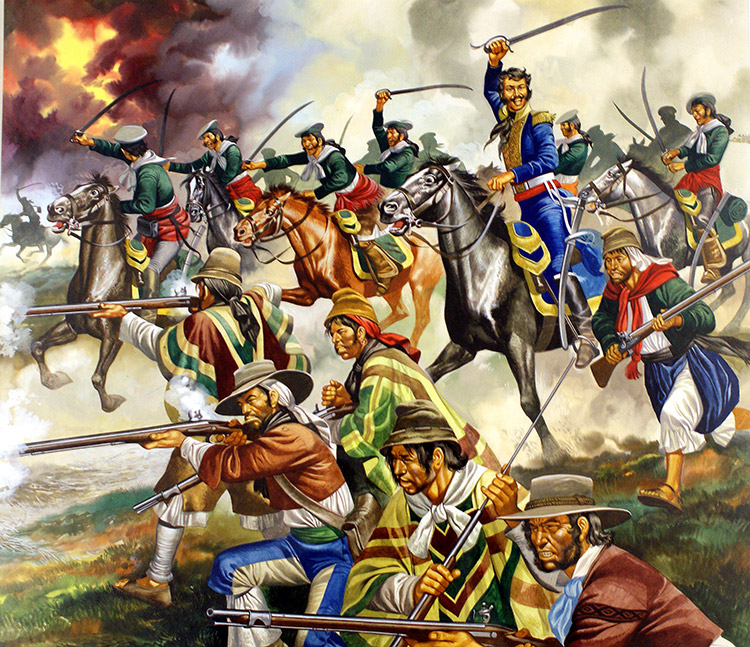 Bolivar Leads the Charge (Original) by Central and South American History (Ron Embleton) at The Illustration Art Gallery