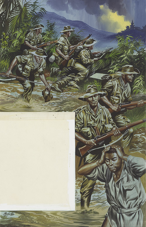 Battle in Burma (Original) (Signed) by World War II (Ron Embleton) at The Illustration Art Gallery