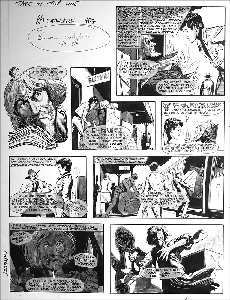 Catweazle - Magic Fire (TWO pages) (Originals) art by Catweazle (Gerry Embleton) at The Illustration Art Gallery
