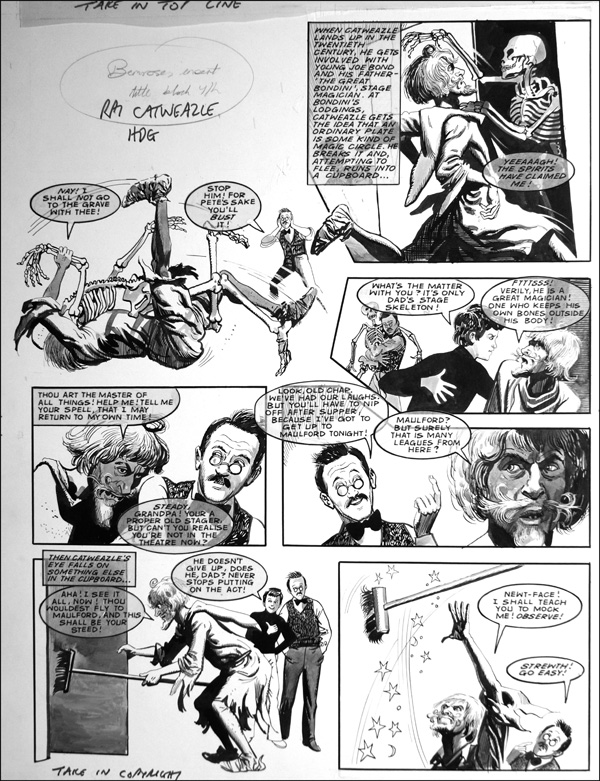 Catweazle - Skeleton in the Closet (TWO pages) (Originals) by Catweazle (Gerry Embleton) at The Illustration Art Gallery