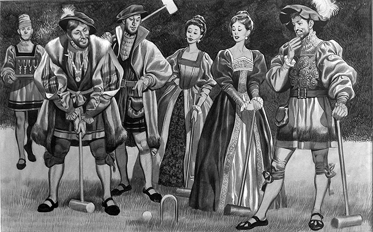 Henry VIII at Croquet (Original) by British History (Ron Embleton) at The Illustration Art Gallery