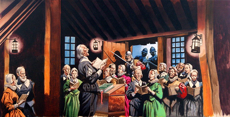 The Pilgrim Fathers (Original) by American History (Ron Embleton) at The Illustration Art Gallery