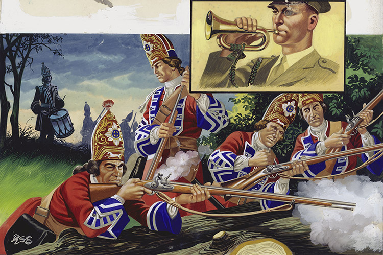 Grenadiers Take up Firing Position (Original) (Signed) by American History (Ron Embleton) at The Illustration Art Gallery