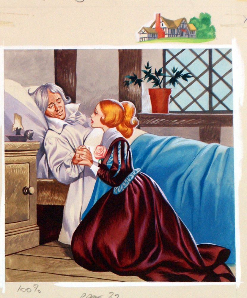 Belle kneels by her sick Father (Original) art by Beauty and the Beast (Ron Embleton) at The Illustration Art Gallery