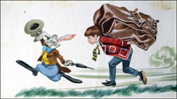 School Boy vs Hare (TWO pieces of art) (Originals)