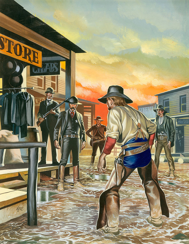 Wyatt Earp - Gunfight at the OK Corral (Original) (Signed) art by American History (Ron Embleton) at The Illustration Art Gallery