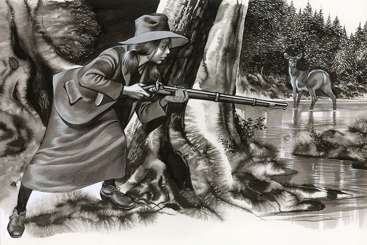 Annie Oakley Hunting (Original) art by American History (Ron Embleton) at The Illustration Art Gallery