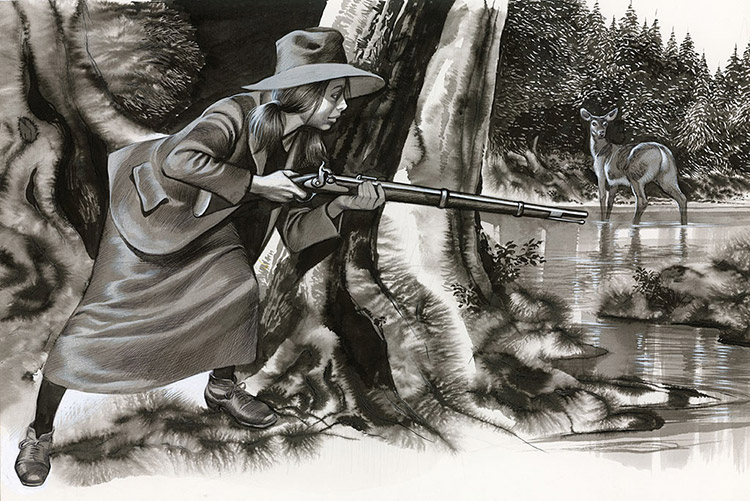 Annie Oakley Hunting (Original) by American History (Ron Embleton) at The Illustration Art Gallery