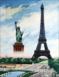 Eiffel Tower and Statue of Liberty (Original) (Signed)