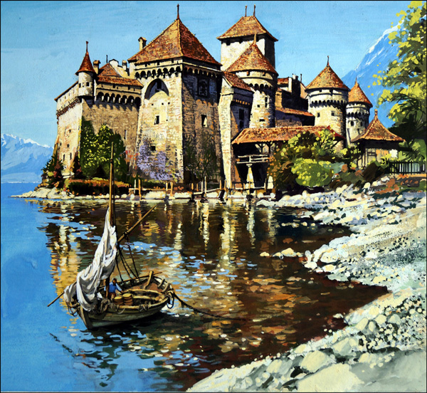 The Chateau de Chillon (Original) by Harry Green Art at The Illustration Art Gallery