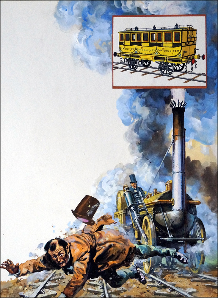 Death on the Rails - Stephenson's Rocket (Original) art by Harry Green Art at The Illustration Art Gallery