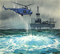Chinook Helicoptor over the North Sea art by Wilf Hardy