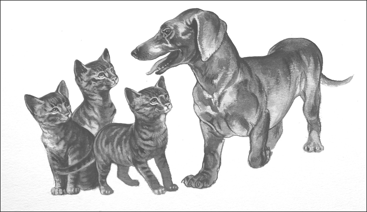 Guard Dog for Kittens (Original) art by Bob Hersey Art at The Illustration Art Gallery