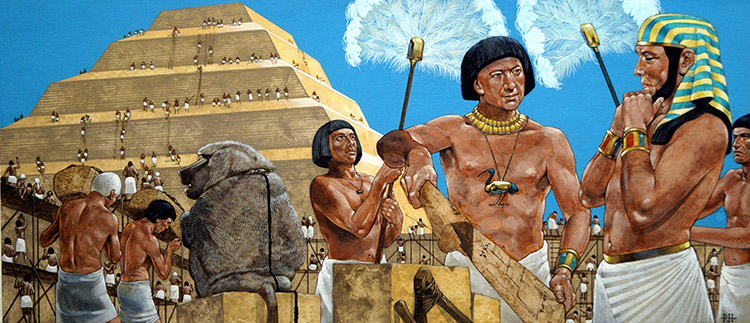 Imhotep and the Great Pyramid (Original) (Signed) by Richard Hook Art at The Illustration Art Gallery