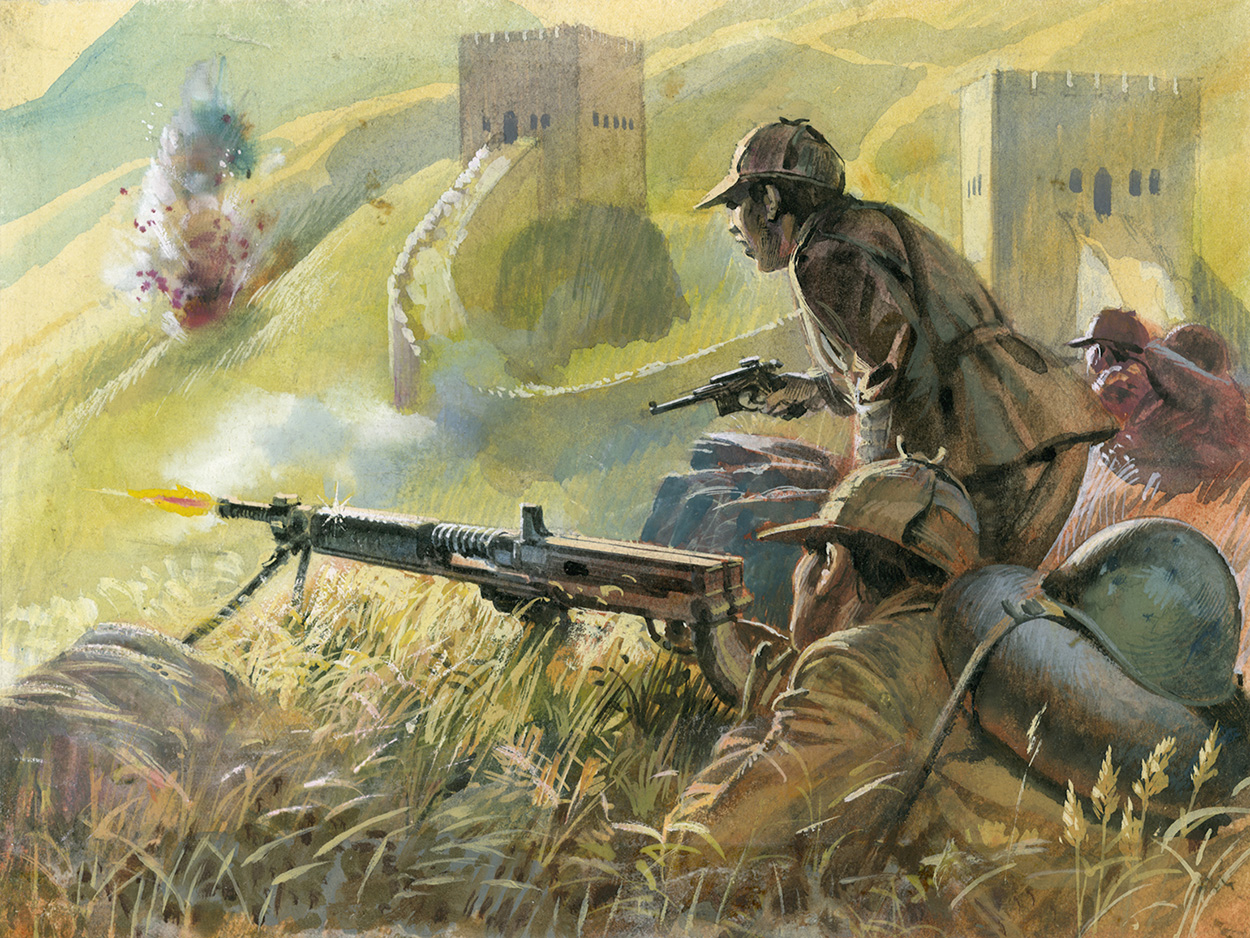 Chinese Troops at The Great Wall of China (Original) art by Andrew Howat at The Illustration Art Gallery