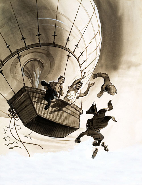 Across the Channel by Balloon (Original) by British History (Peter Jackson) at The Illustration Art Gallery