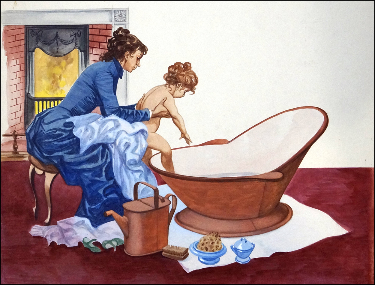 Bath Time (Original) art by British History (Peter Jackson) at The Illustration Art Gallery