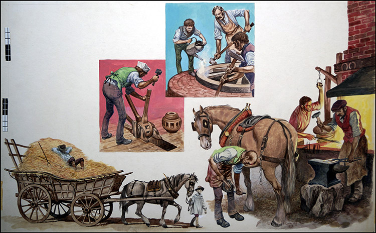 What it Takes to Keep a Cart on the Road (Original) by British History (Peter Jackson) at The Illustration Art Gallery