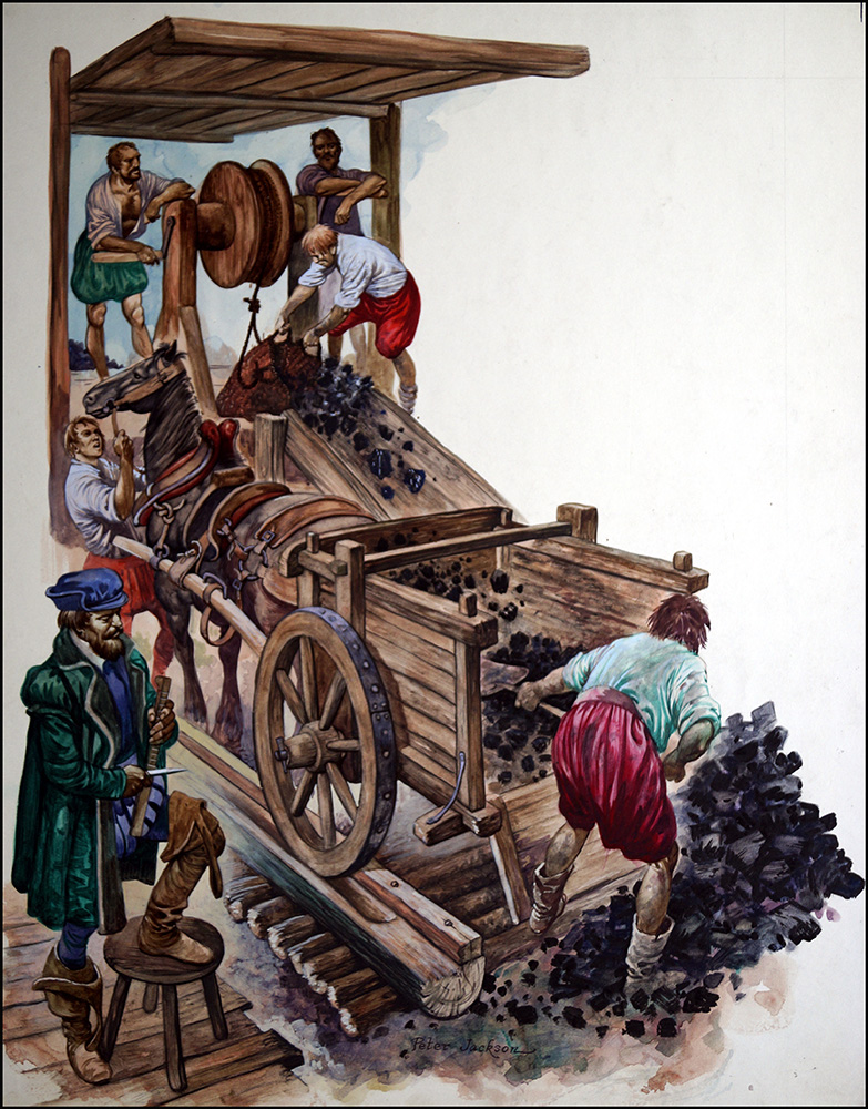 Coal Mining in Tudor Times 1 (Original) (Signed) art by British History (Peter Jackson) at The Illustration Art Gallery